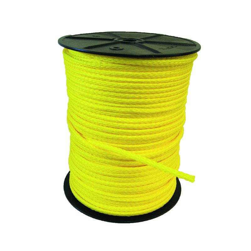 Yellow Made in USA 5/16" 100 ft of hollow braid 8 Strand Polypropylene rope